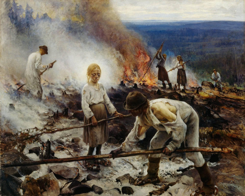 Under the Yoke (Burning the Brushwood) by Eero Järnefelt — Oil Painting Reproduction