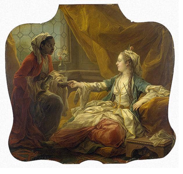 Sultan's Wife Drinking Coffee by Charles-Andre van Loo (Carle van Loo) — Oil Painting Reproduction