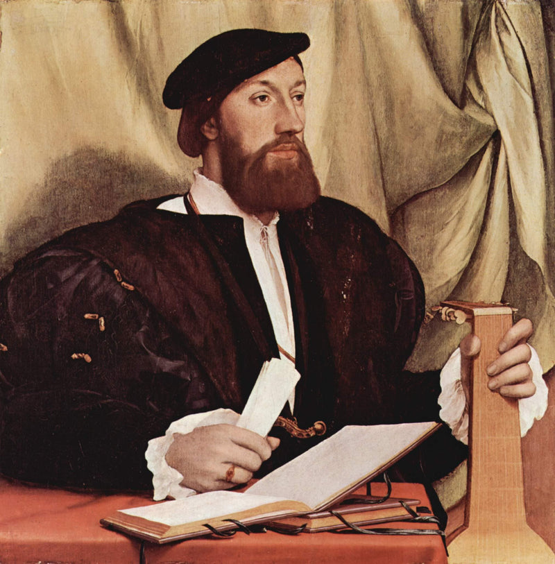 Unknown gentleman with music books and lute by Hans Holbein the Younger — Oil Painting Reproduction