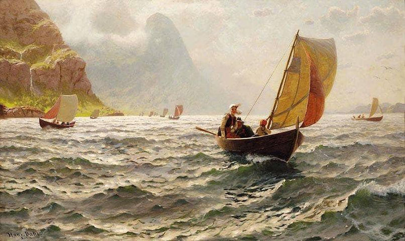 Upon Sunny Waves by Hans Dahl — Oil Painting Reproduction