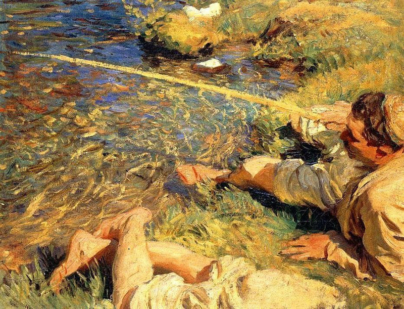 Val d'Aosta. Man Fishing by John Singer Sargent — Oil Painting Reproduction