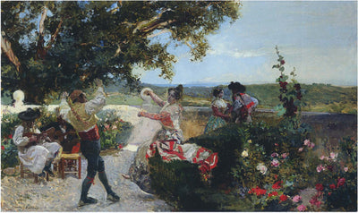 Valencian dance in an orange grove in study
