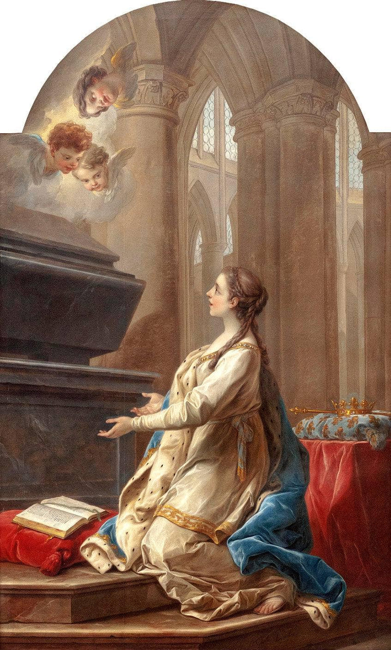 Saint Clotilde In Prayer At The Foot Of The Tomb Of Saint Martin by Charles-Andre van Loo (Carle van Loo) — Oil Painting Reproduction