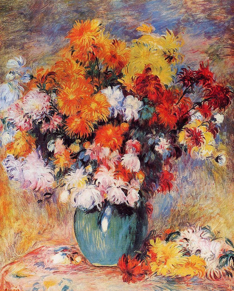 Vase of Chrysanthemums by Pierre-Auguste Renoir — Oil Painting Reproduction