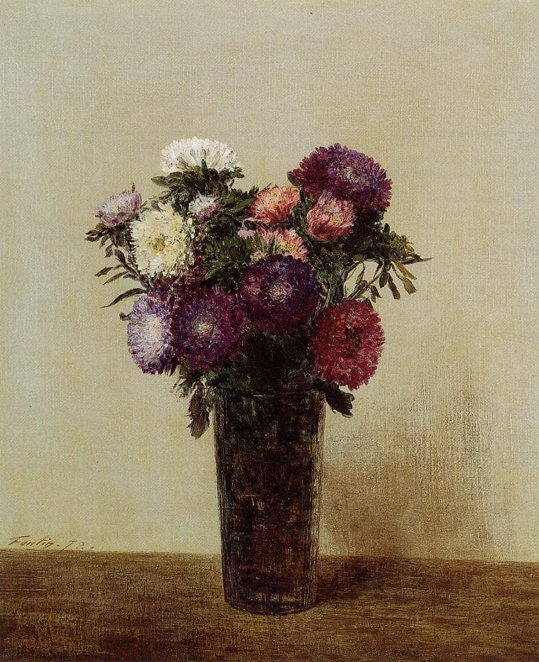 Vase of Flowers Queens Daisies by Henri Fantin-Latour — Oil Painting Reproduction