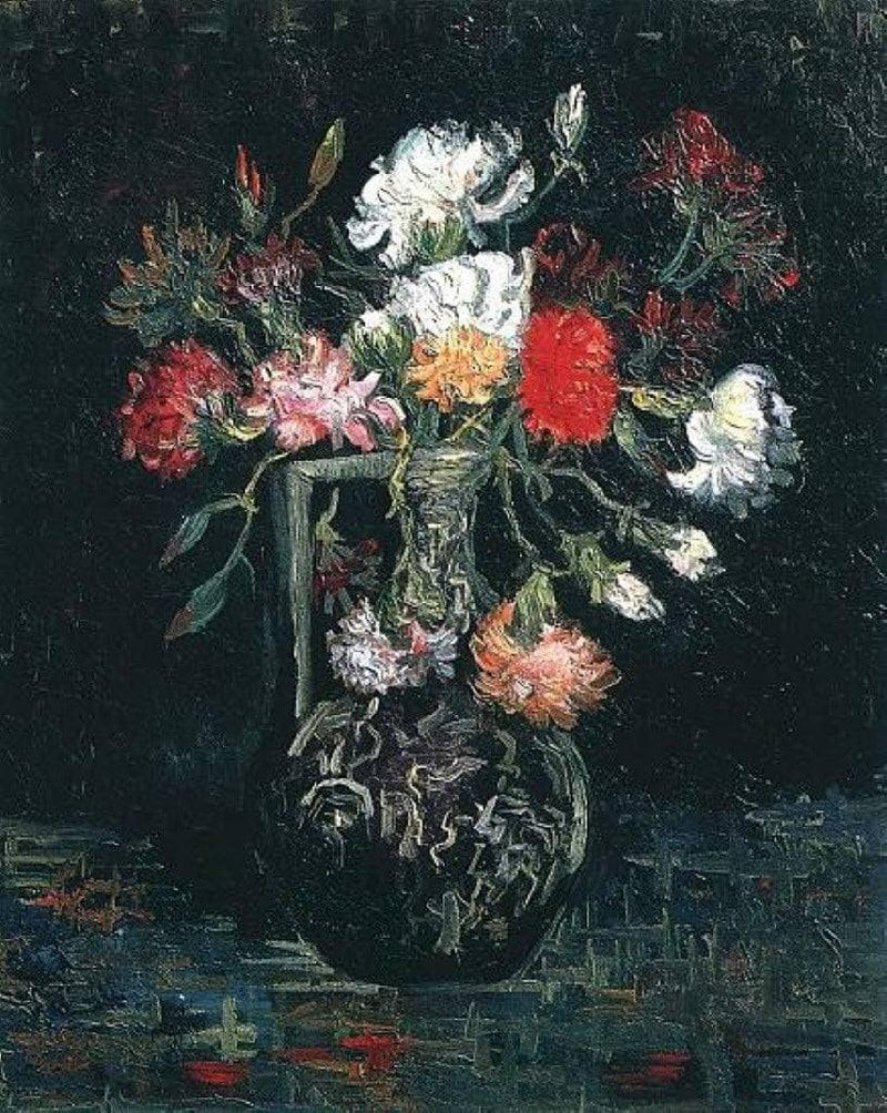 Vase with White and Red Carnations by Vincent van Gogh — Oil Painting Reproduction