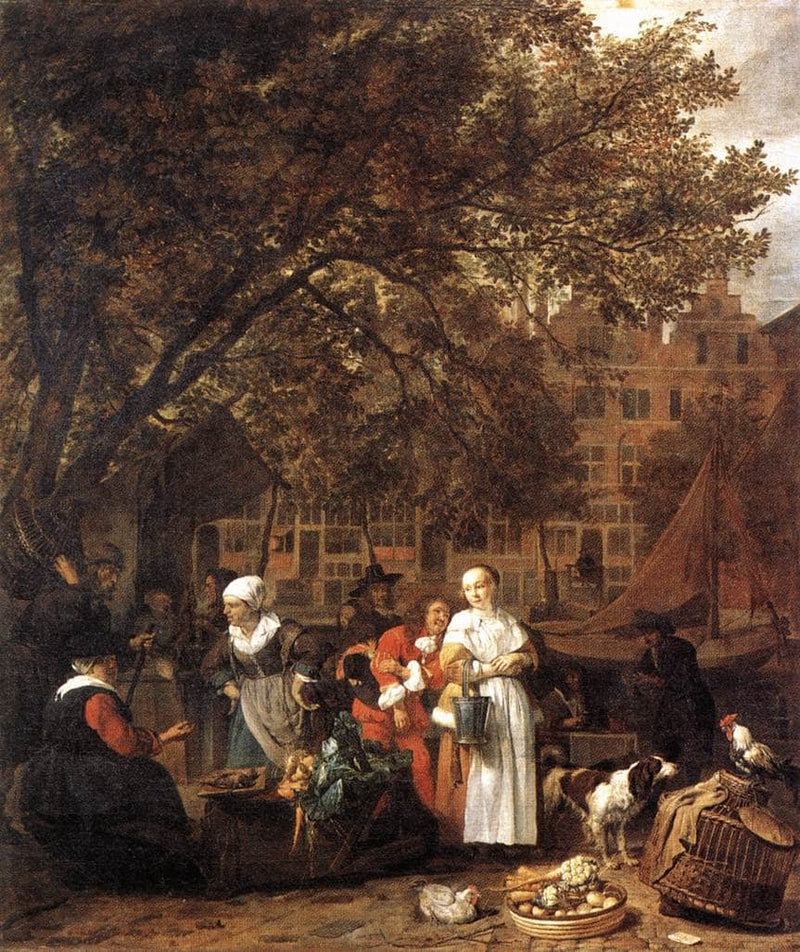 Vegetable Market in Amsterdam by Gabriel Metsu — Oil Painting Reproduction