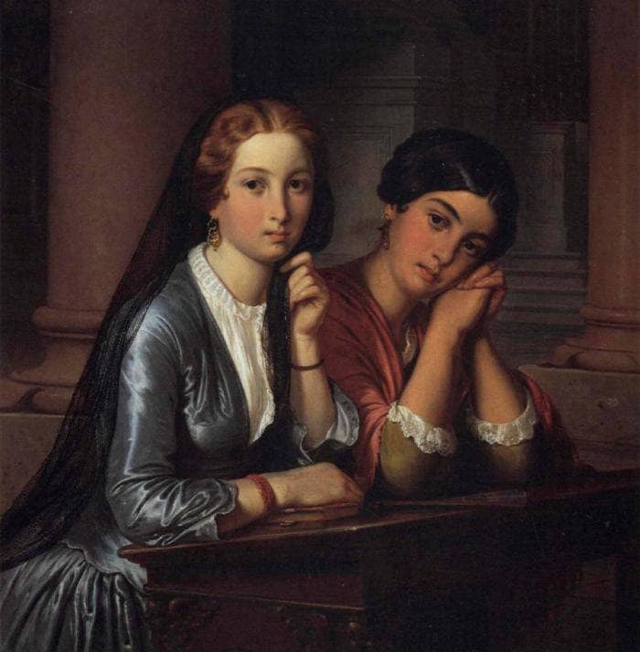 Venetian girls in church by Wilhelm Marstrand — Oil Painting Reproduction