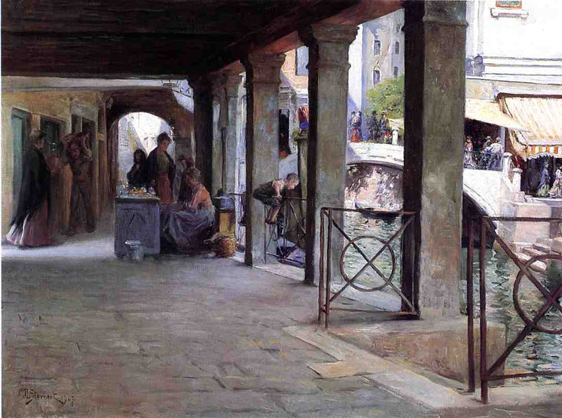 Venetian Market Scene by Julius LeBlanc Stewart — Oil Painting Reproduction