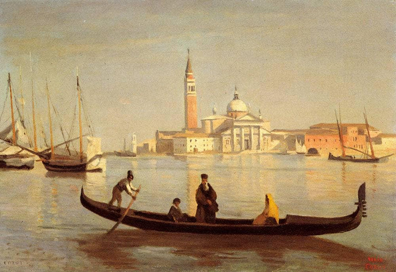 Venice Gondola on Grand Canal by Camille Corot — Oil Painting Reproduction