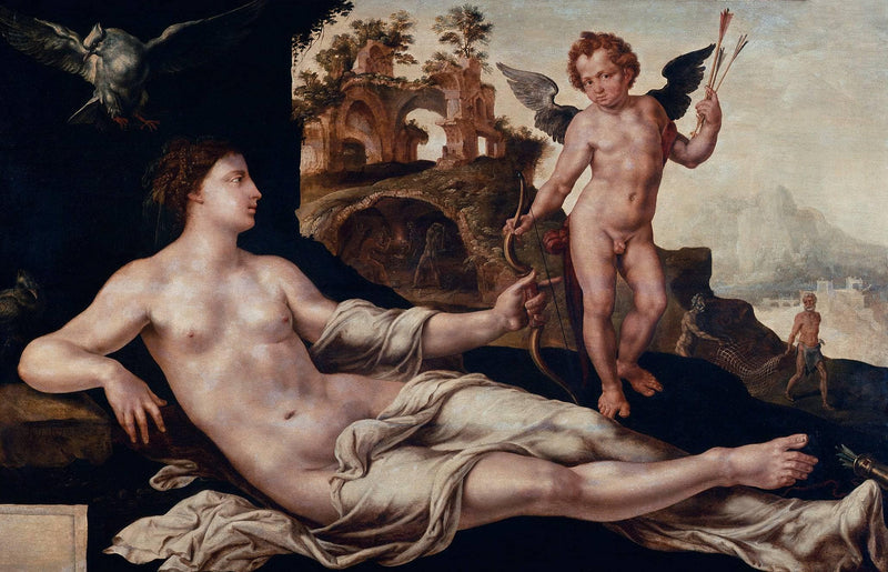Venus and Amor by Maerten van Heemskerck — Oil Painting Reproduction