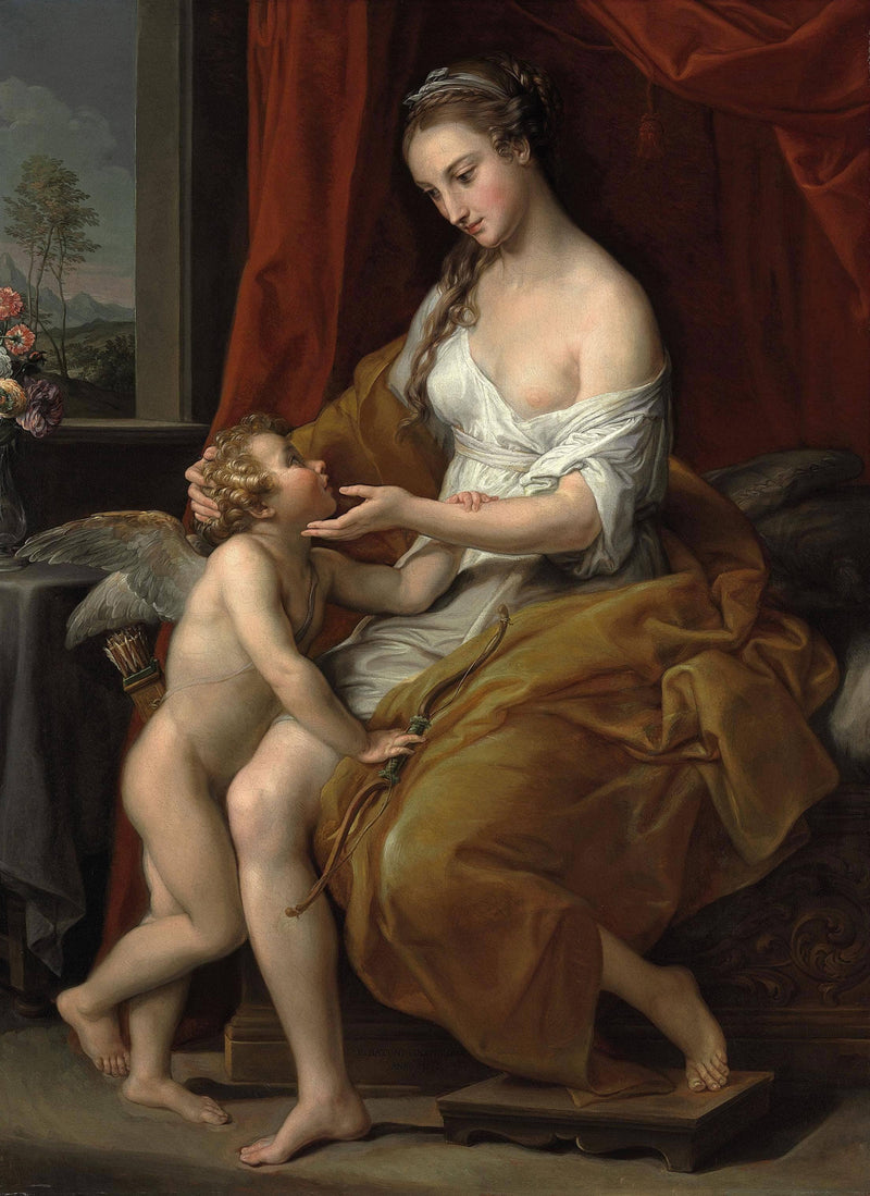 Venus Caressing Cupid by Pompeo Batoni — Oil Painting Reproduction