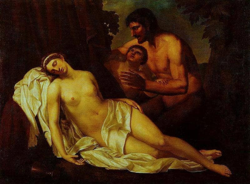 Venus inebriated by a Satyr (La Nuda) by Annibale Carracci — Oil Painting Reproduction