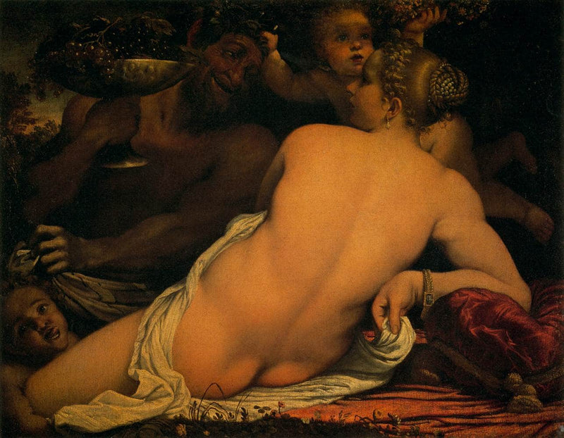 Venus with a Satyr and Cupids by Annibale Carracci — Oil Painting Reproduction