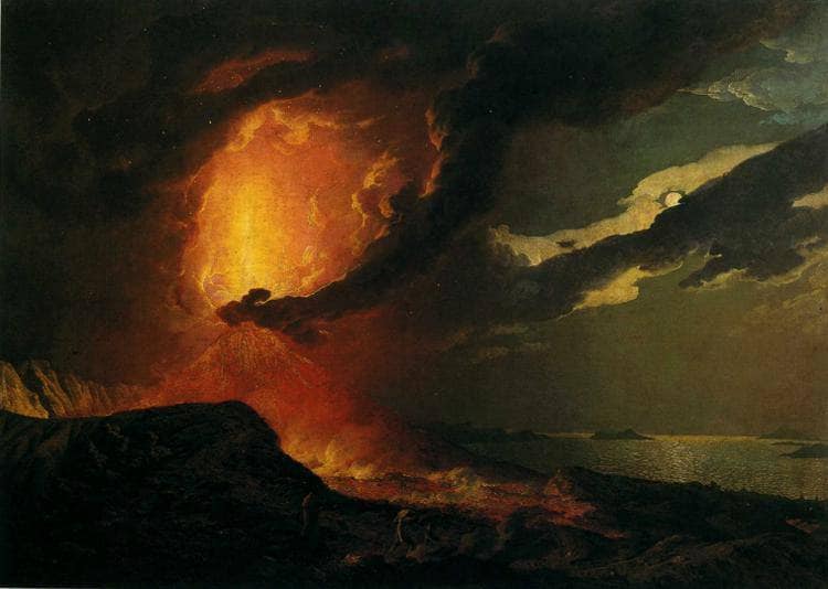 Vesuvius in Eruption, with a View over the Islands in the Bay of Naples by Joseph Wright — Oil Painting Reproduction