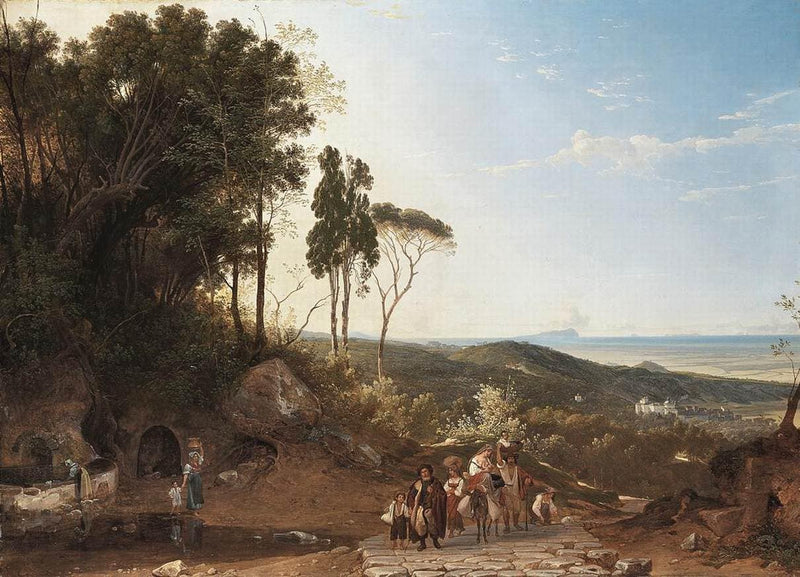 View from Ariccia with the Sea in the Background by Franz Ludwig Catel — Oil Painting Reproduction