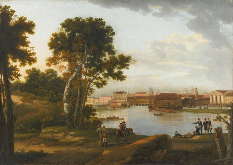 View from Petrovsky Island to Tuchkov Bridge and Vasilyevsky Island in St. Petersburg by Sylvester Shchedrin — Oil Painting Reproduction
