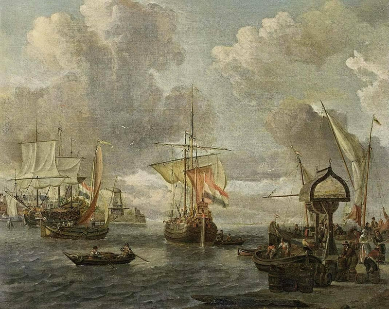 View of a Harbour on the Zuiderzee by Abraham Storck — Oil Painting Reproduction