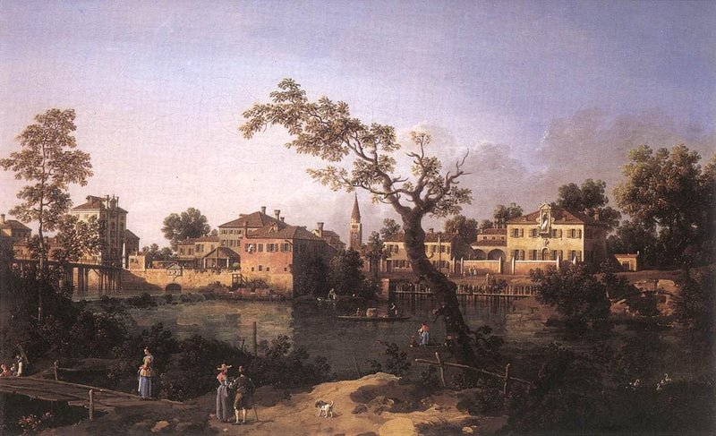 View of a River, Perhaps in Padua by Canaletto — Oil Painting Reproduction