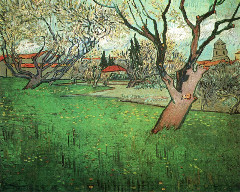 View of Arles with Trees in Blossom by Vincent van Gogh — Oil Painting Reproduction