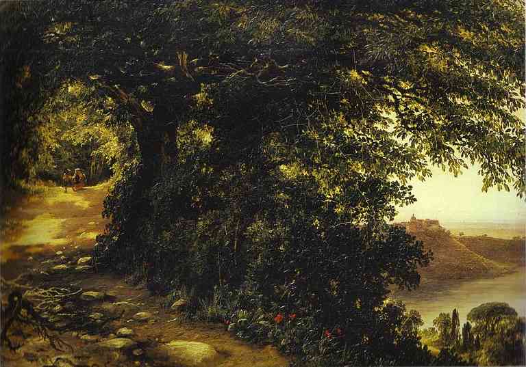 View of Castel Gandolfo near Rome by Mikhail Lebedev — Oil Painting Reproduction