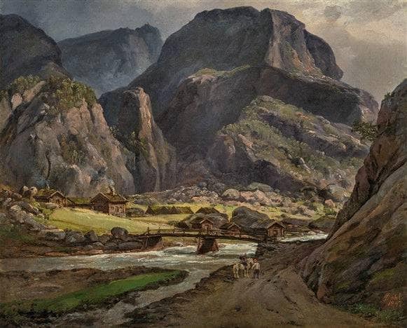 View of Nærøy Valley by Johan Christian Dahl — Oil Painting Reproduction