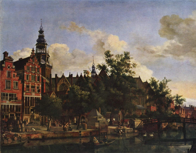 View of Oudezijds Voorburgwal with the Oude Kerk in Amsterdam by Adriaen van de Velde — Oil Painting Reproduction