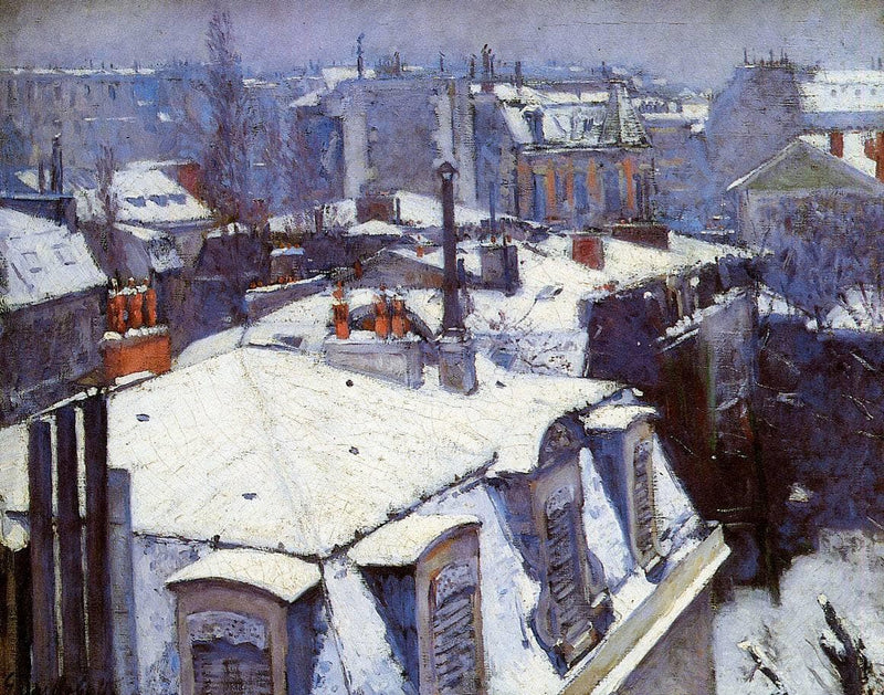 View of Roofs (Snow Effect) or Roofs under Snow by Gustave Caillebotte — Oil Painting Reproduction