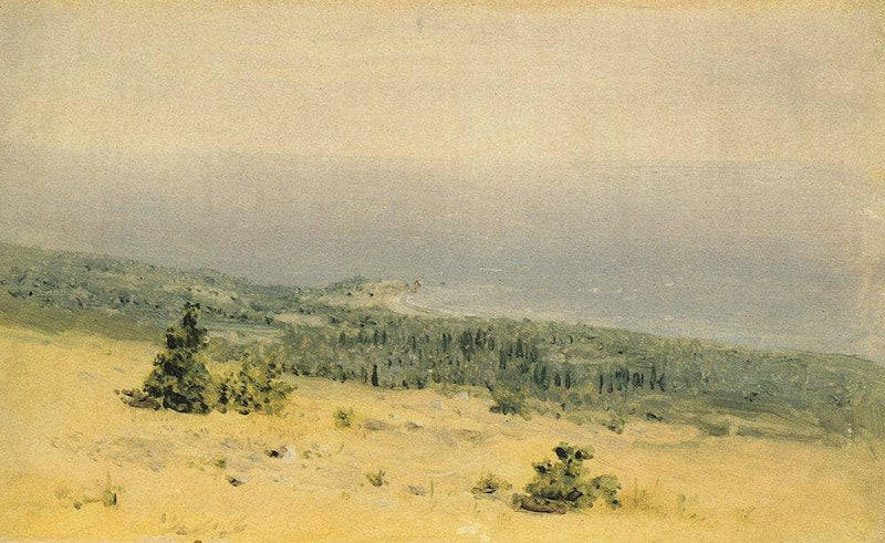 View of the beach and sea from the mountains. Crimea by Arkhyp Kuindzhi — Oil Painting Reproduction