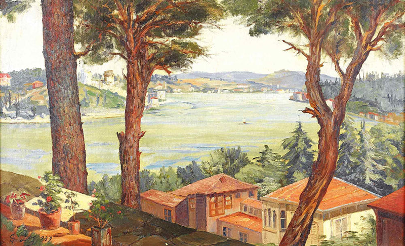 View of the Bosphorus and Rumeli Hisarı by Sevket Dag — Oil Painting Reproduction