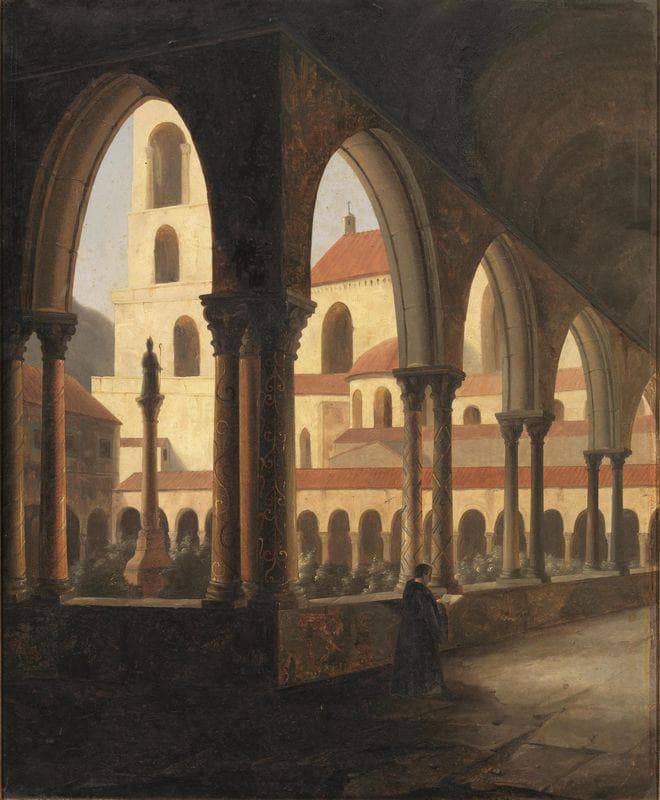 View of the cloister of Monreale by Vincenzo Abbati — Oil Painting Reproduction