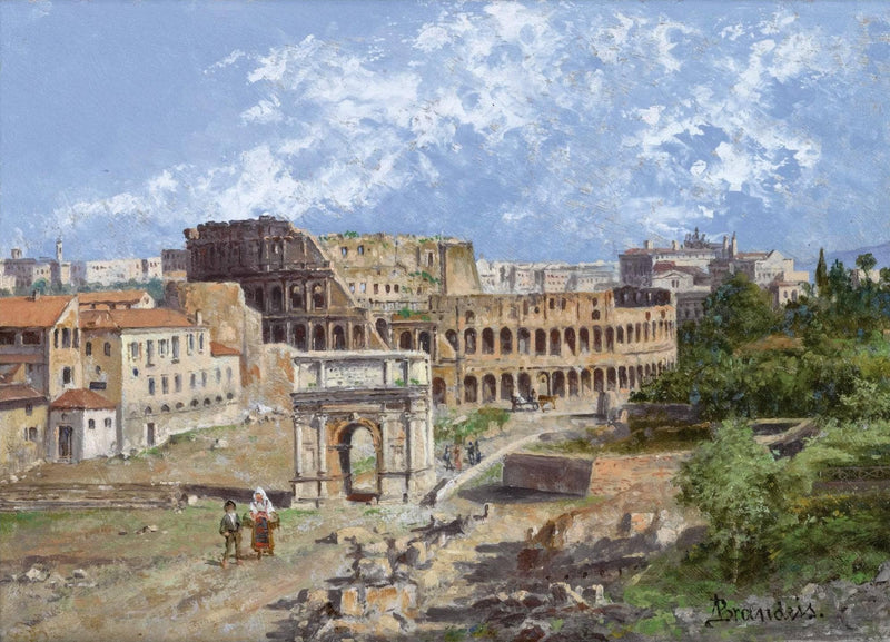 View of the Colosseum and the Arch of Constantine by Antonietta Brandeis — Oil Painting Reproduction