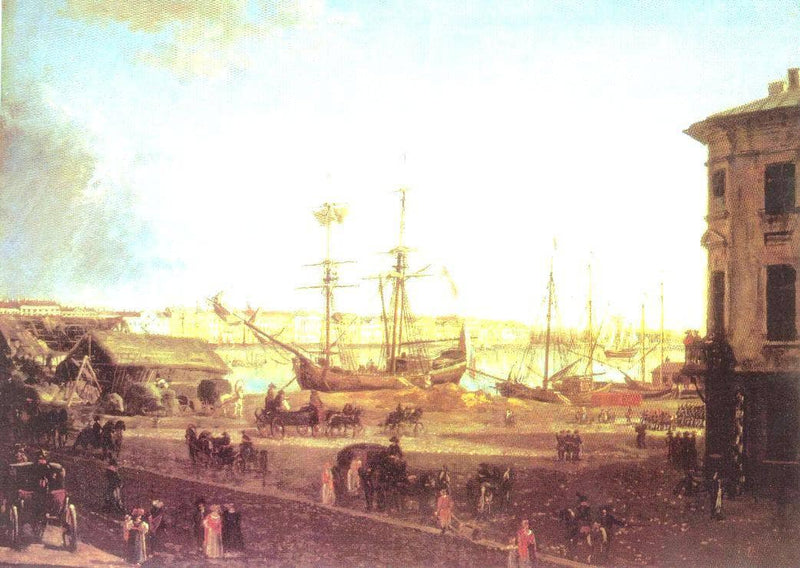 View of the English Embankmant from Visilievsky Island in St. Petersburg by Fyodor Alekseyev — Oil Painting Reproduction