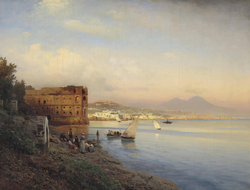View of the Gulf of Naples with the Palace of Queen Joanna by Albert Flamm — Oil Painting Reproduction