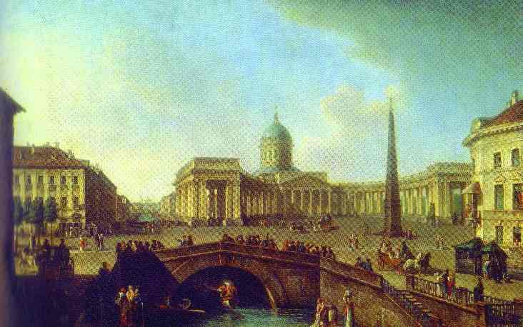View of the Kazan Cathedral in St. Petersburg by Fyodor Alekseyev — Oil Painting Reproduction