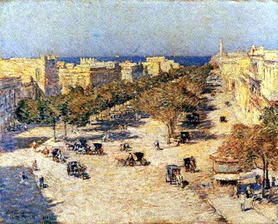 View of the Paseo del Prado by Childe Hassam — Oil Painting Reproduction