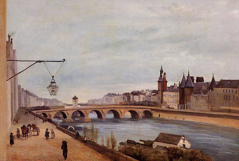 View of the Pont au Change from Quai de Gesvres by Camille Corot — Oil Painting Reproduction