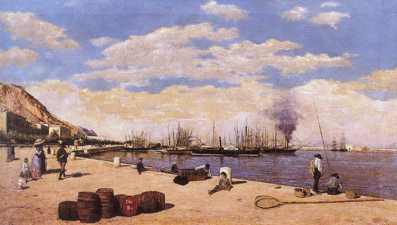View of the Port of Alicante by Joaquín Agrasot — Oil Painting Reproduction