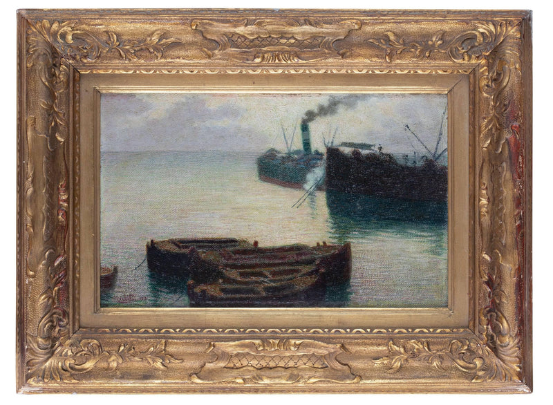 View of the port of Savona by Angelo Morbelli — Oil Painting Reproduction