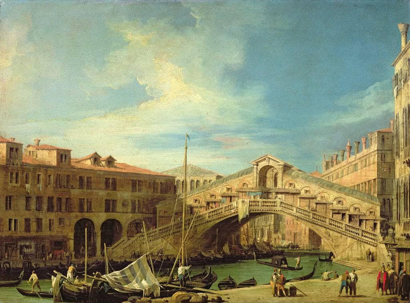 View of the Rialto at Venice (View of the Rialto Bridge from the South by Canaletto — Oil Painting Reproduction