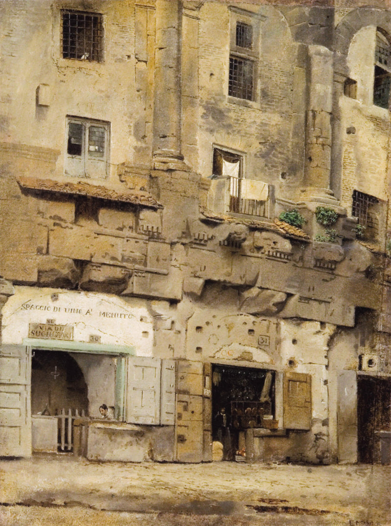 View of the Teatro Marcello in Rome by Ernst Meyer — Oil Painting Reproduction