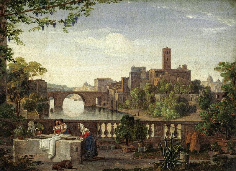 View of the Tiber Island in Rome by Franz Ludwig Catel — Oil Painting Reproduction