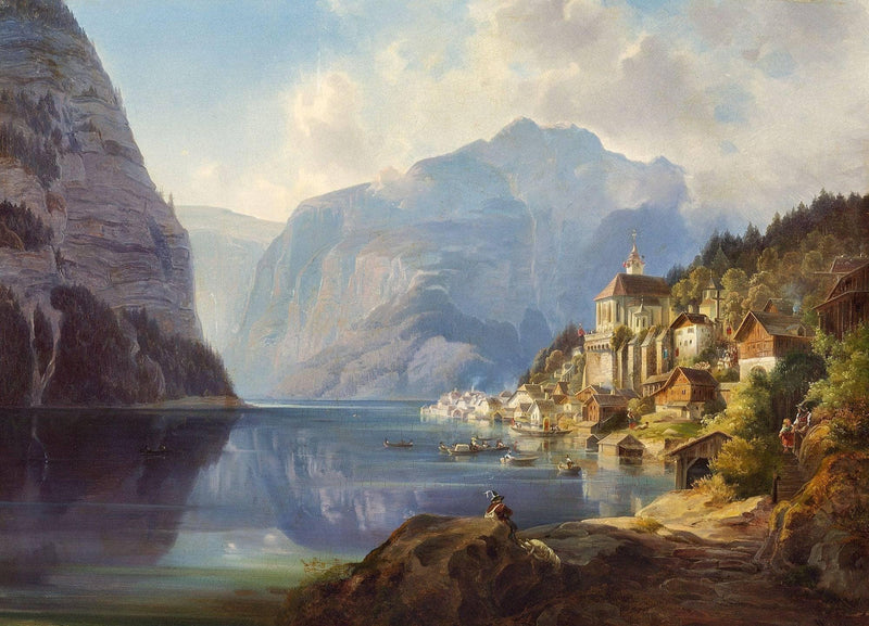 View of Zell am See in Salzkammergut by Theodor Leopold Weller — Oil Painting Reproduction