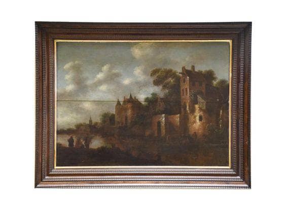 View on a castle with fishermen by Klaes Molenaer — Oil Painting Reproduction