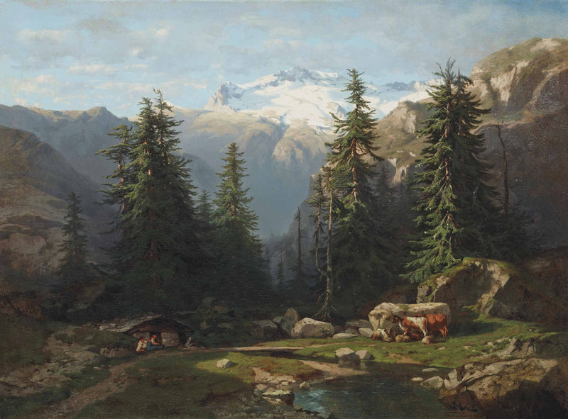 View taken at the Handeck by Alexandre Calame — Oil Painting Reproduction
