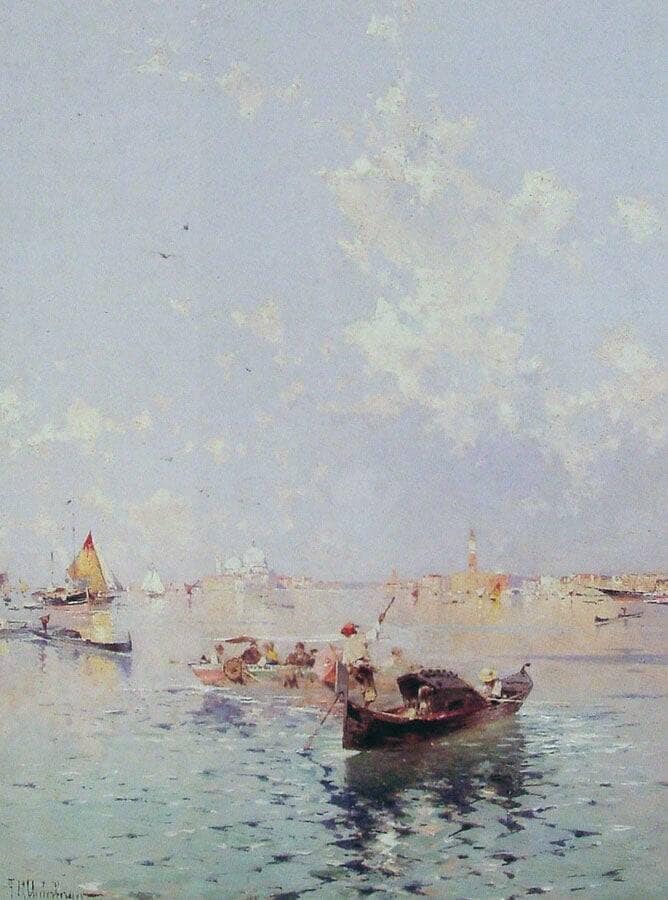 View to Saint Mark's Square, Venice by Franz Richard Unterberger — Oil Painting Reproduction