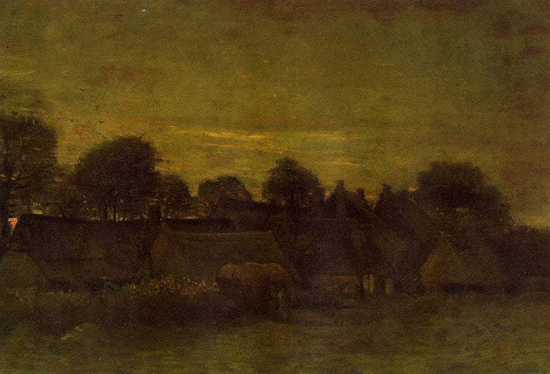 Village at sunset by Vincent van Gogh — Oil Painting Reproduction