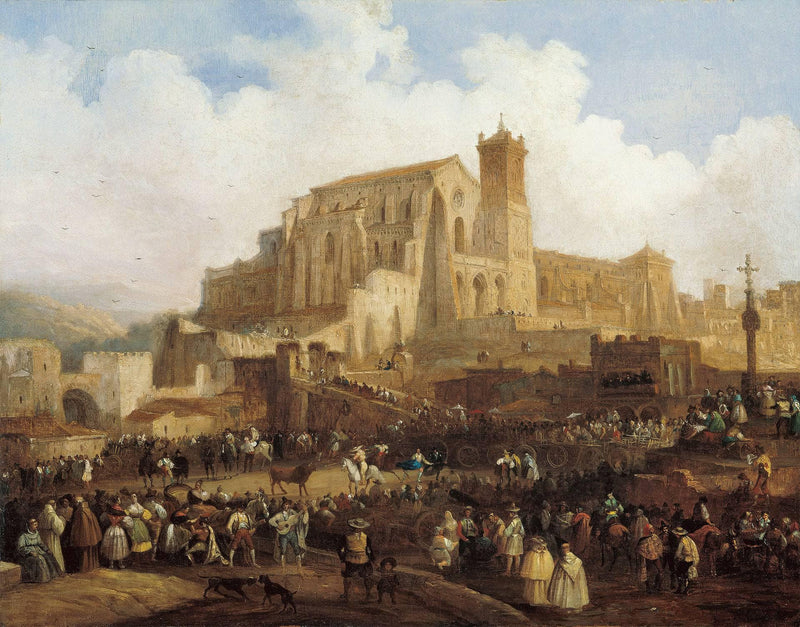 Village Bullfight by Jenaro Pérez Villaamil — Oil Painting Reproduction