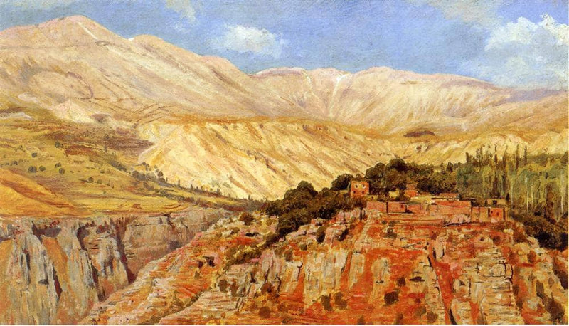 Village in Atlas Mountains, Morocco by Edwin Lord Weeks — Oil Painting Reproduction