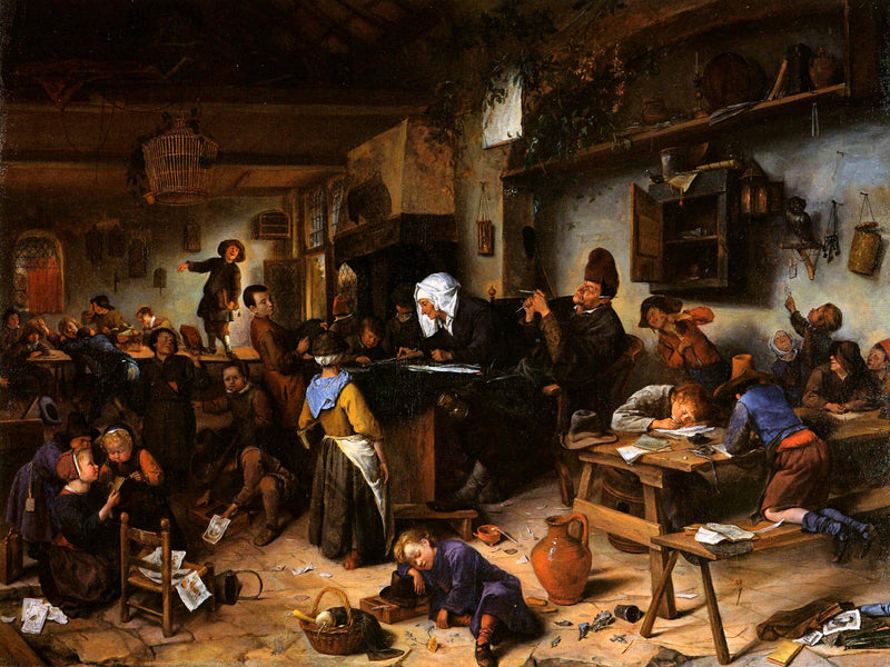 Village school by Jan Steen — Oil Painting Reproduction